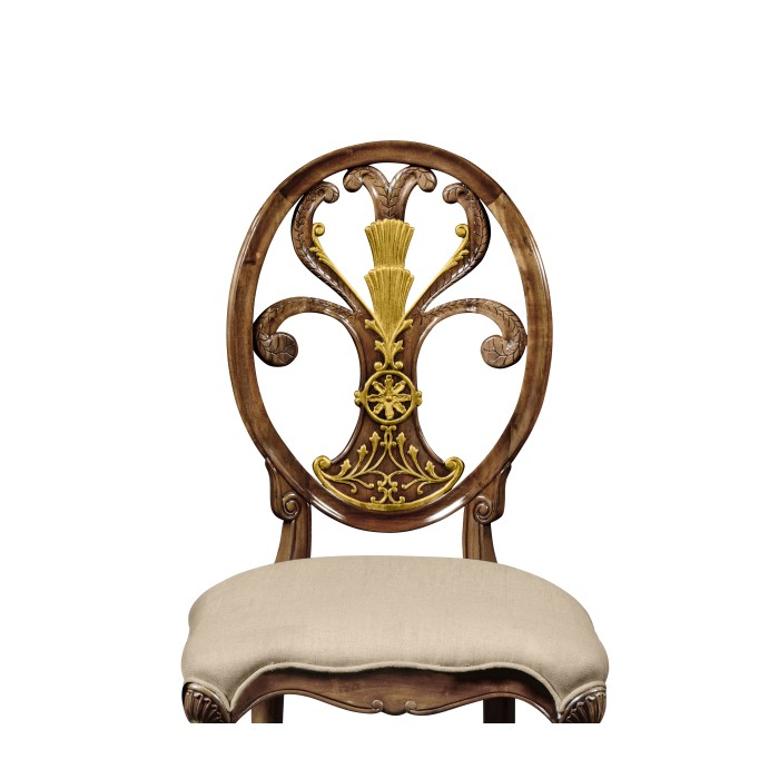 Sheraton style oval back chair with brass details (Side)