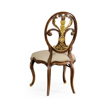 Sheraton style oval back chair with brass details (Side)