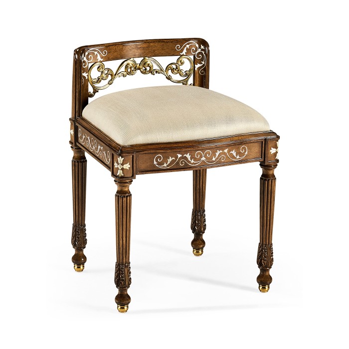 Burl & Mother of Pearl Dressing Stool