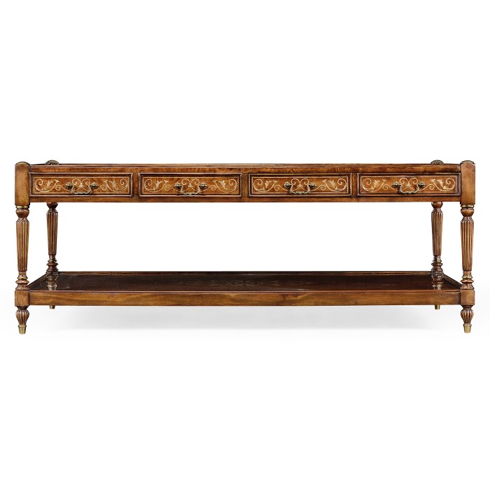 Burl & Mother of Pearl Inlaid Rectangular Coffee Table