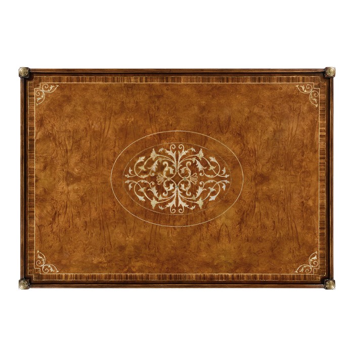 Burl & Mother of Pearl Inlaid Rectangular Coffee Table