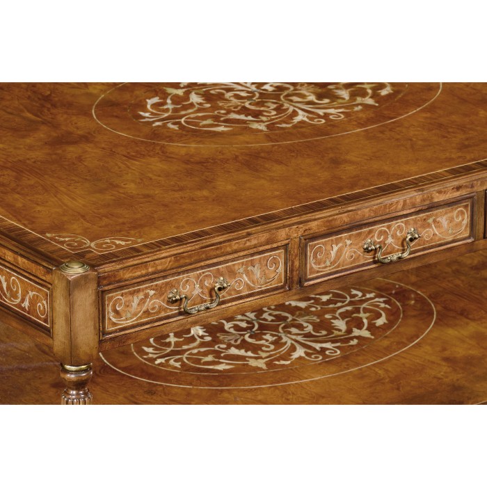 Burl & Mother of Pearl Inlaid Rectangular Coffee Table
