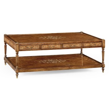 Burl & Mother of Pearl Inlaid Rectangular Coffee Table