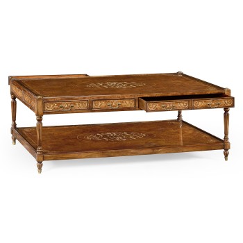 Burl & Mother of Pearl Inlaid Rectangular Coffee Table