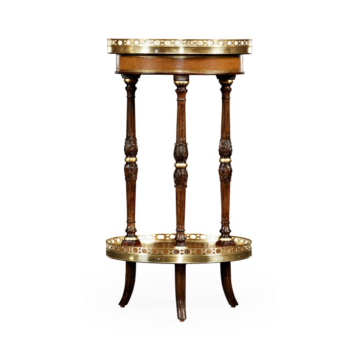 Mahogany and leather inlaid round lamp table