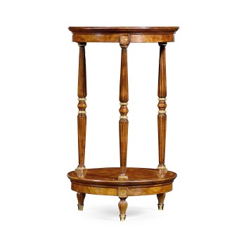 Mahogancy and brass round side table with tray