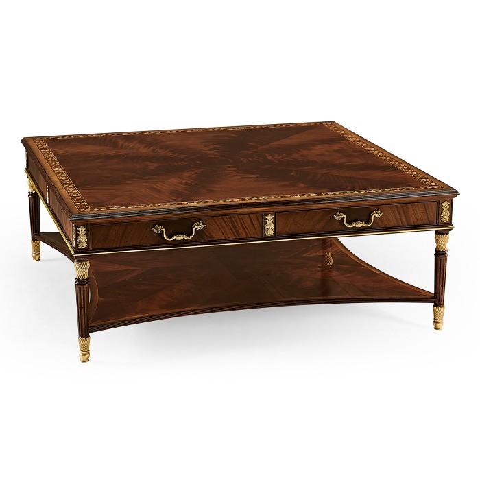 Mahogany William IV style gilded square coffee table