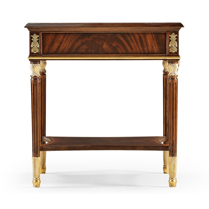 Louis IV style mahogany & gilded square side table