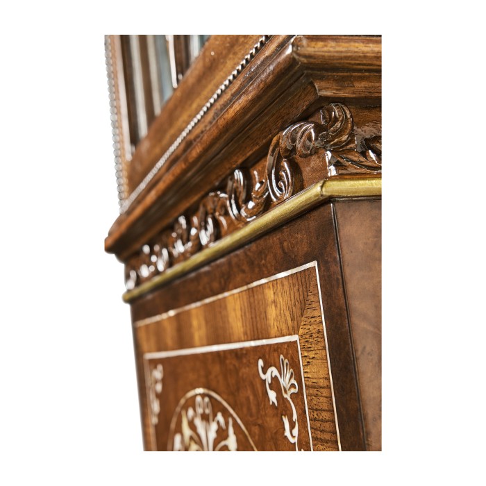 Left Opening Burl & Mother of Pearl Display Cabinet