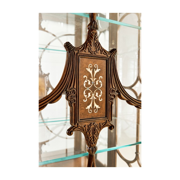 Left Opening Burl & Mother of Pearl Display Cabinet