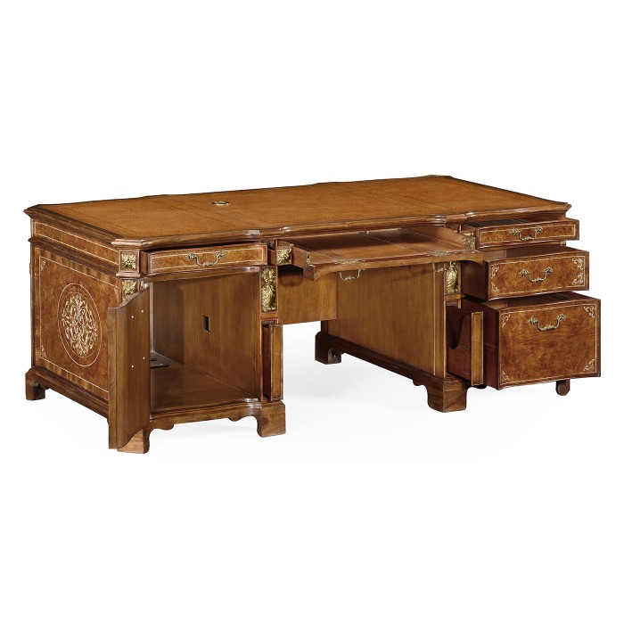 Burl & Mother of Pearl Faux Partners Desk