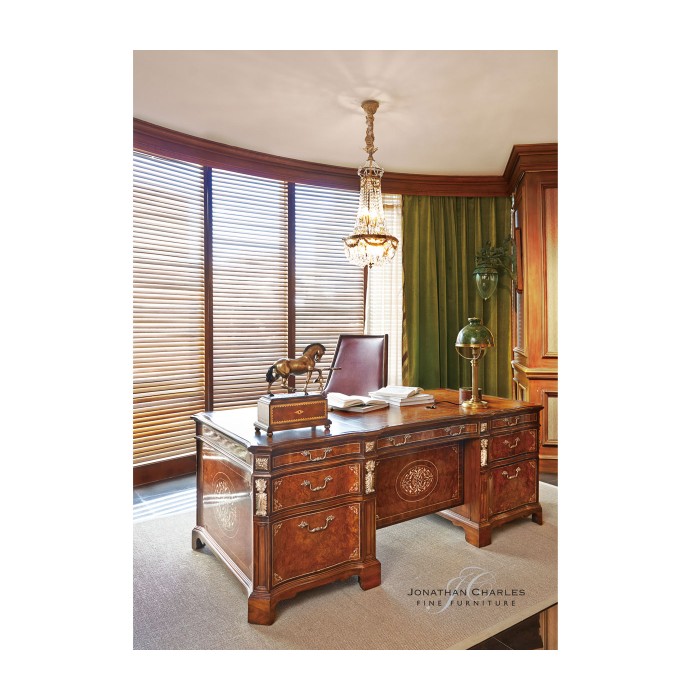 Burl & Mother of Pearl Faux Partners Desk