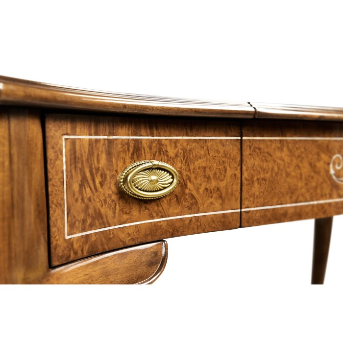 Burl & Mother of Pearl Dressing Table with Hinged Mirror