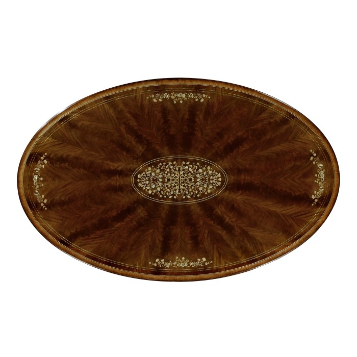 Biedermeier Style Oval Dining Table with Fine Mop & Marquetry Inlay 96