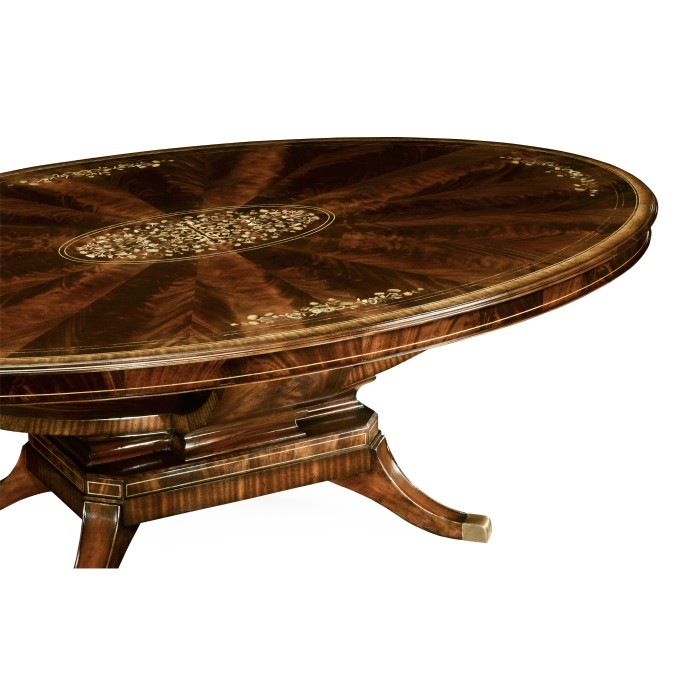 Biedermeier Style Oval Dining Table with Fine Mop & Marquetry Inlay 96