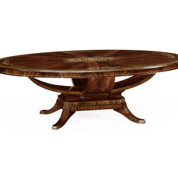 Biedermeier Style Oval Dining Table with Fine Mop & Marquetry Inlay 96