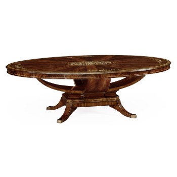 Biedermeier Style Oval Dining Table with Fine Mop & Marquetry Inlay 96