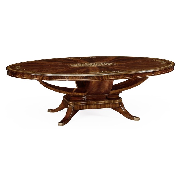 Biedermeier Style Oval Dining Table with Fine Mop & Marquetry Inlay 96