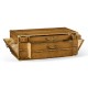 Travel trunk style coffee table with storage and brown leather