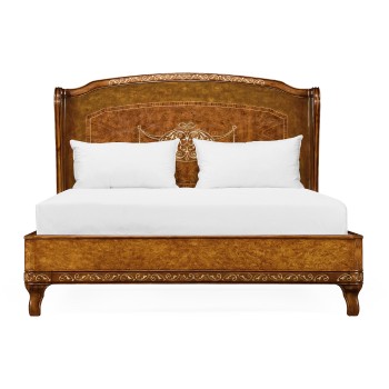 Louis XV Style Burl Walnut & Mother Of Pearl UK King Bed