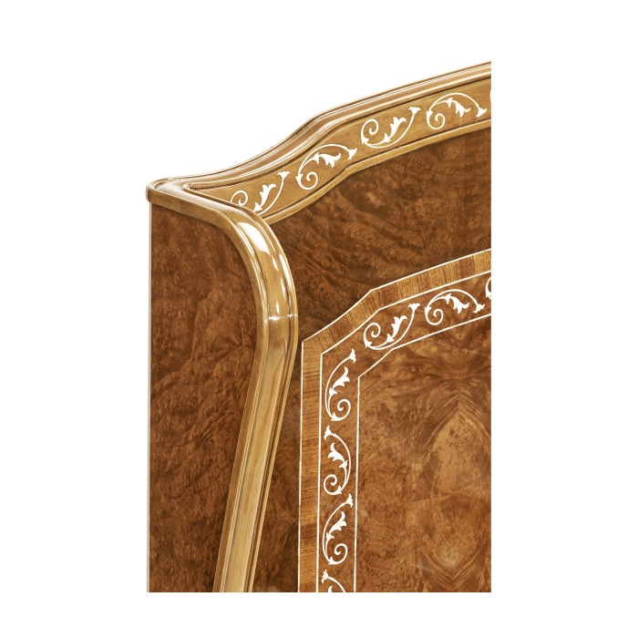 Louis XV Style Burl Walnut & Mother Of Pearl UK Queen Bed