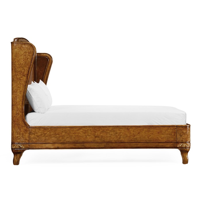 Louis XV Style Burl Walnut & Mother of Pearl US King Bed