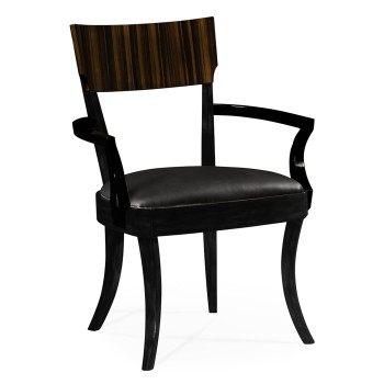 Art Deco Macassar Ebony High Lustre Dining Arm Chair