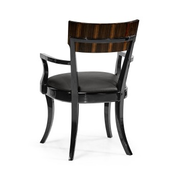 Art Deco Macassar Ebony High Lustre Dining Arm Chair
