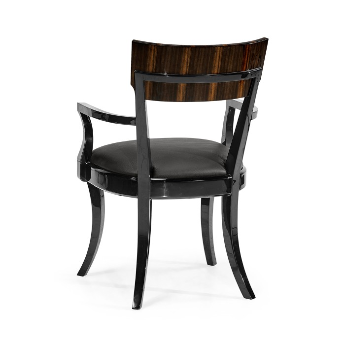 Art Deco Macassar Ebony High Lustre Dining Arm Chair