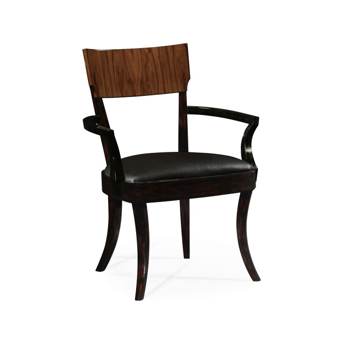 Art Deco High Lustre Rosewood Dining Arm Chair