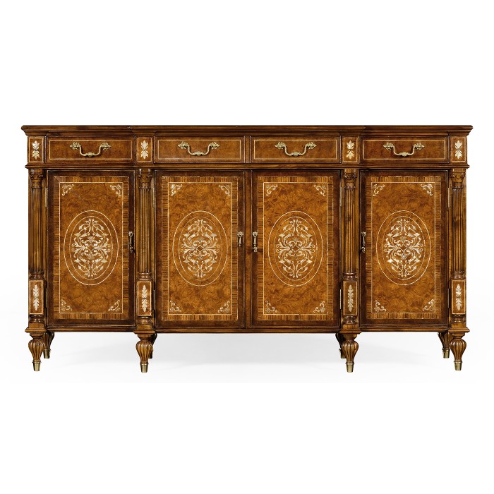 Burl & Mother of Pearl Inlaid Sideboard (Wood Door)