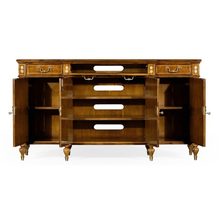 Burl & Mother of Pearl Inlaid Sideboard (Wood Door)