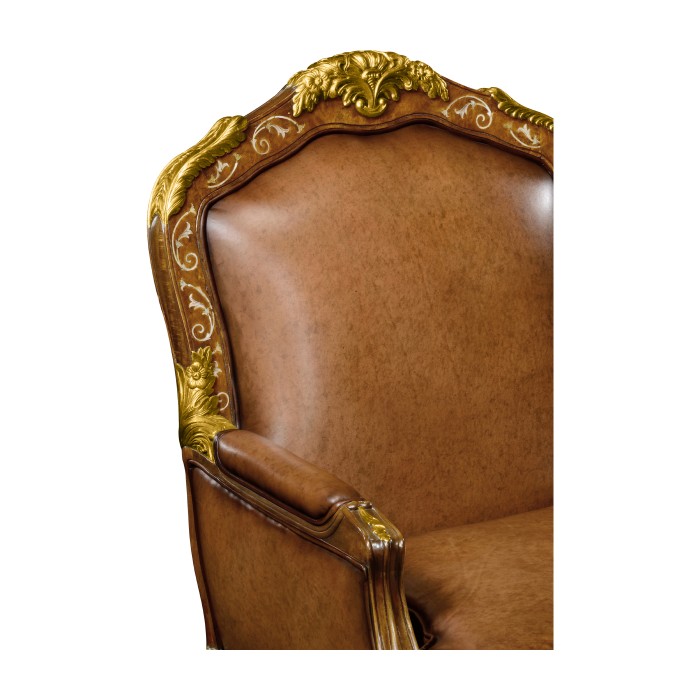 Burl & Mother of Pearl Inlaid Arm Chair