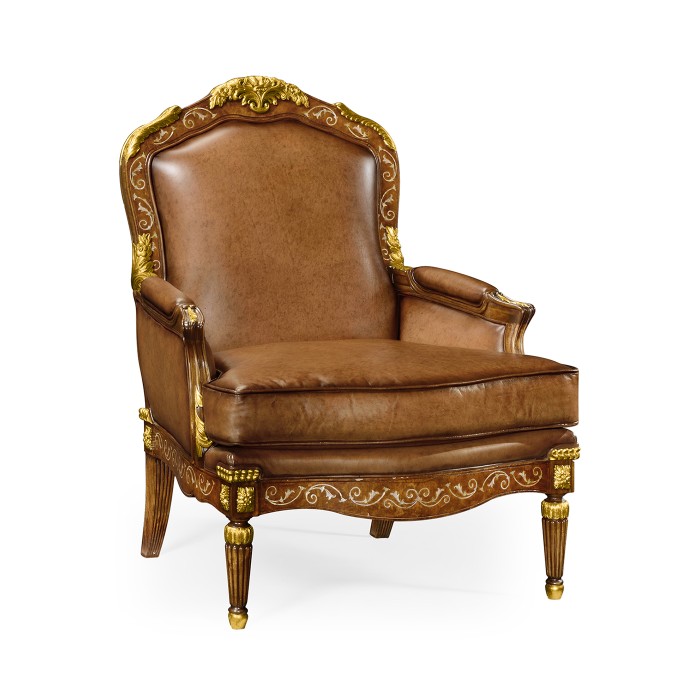 Burl & Mother of Pearl Inlaid Arm Chair