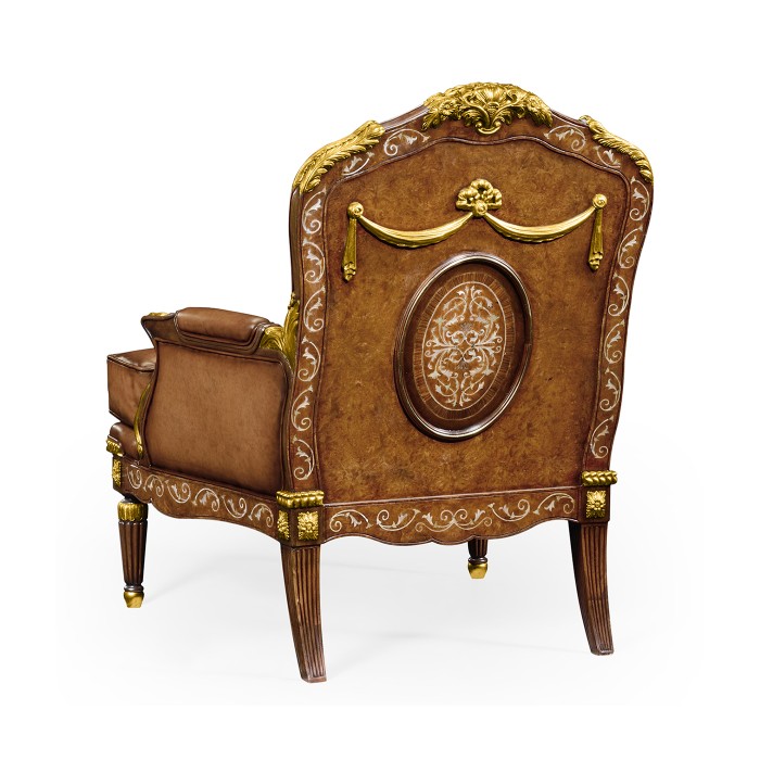 Burl & Mother of Pearl Inlaid Arm Chair