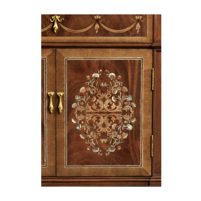 Tall Mahogany & Mother of Pearl Bookcase on Chest