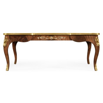 Mahogany Square Coffee Table with Brass Details