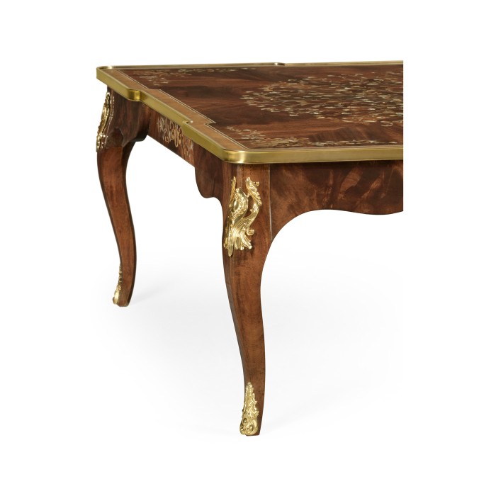 Mahogany Square Coffee Table with Brass Details