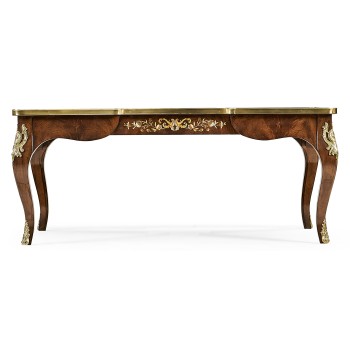 Mahogany Rectangular Coffee Table with Brass Details