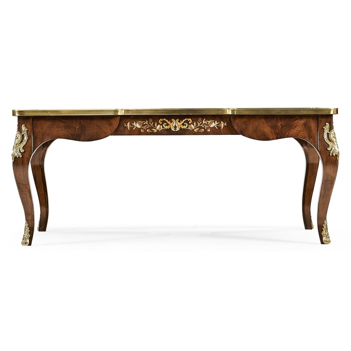 Mahogany Rectangular Coffee Table with Brass Details