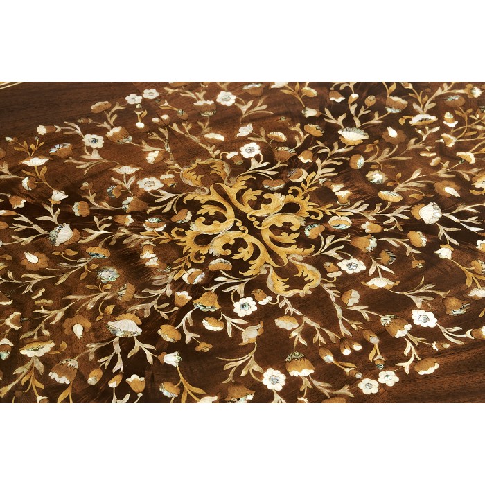 Mahogany Rectangular Coffee Table with Brass Details