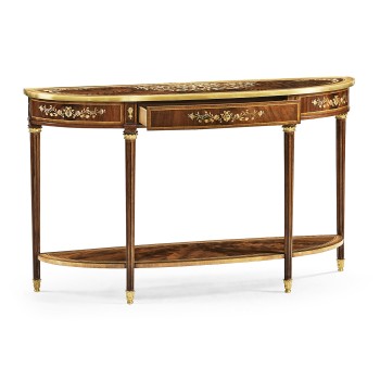 Large Demilune Console Table with Low Shelf