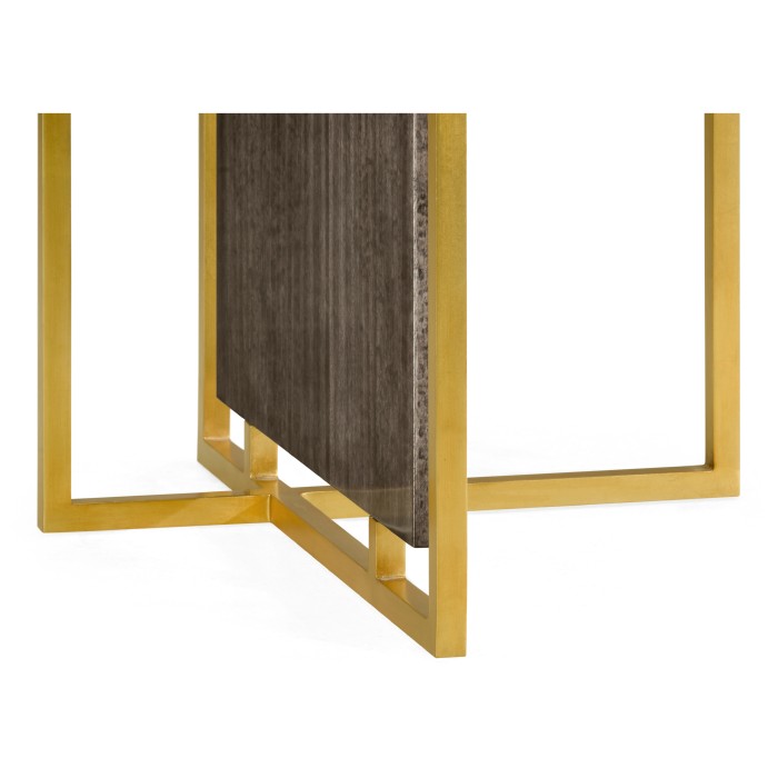 Rectangular Smoked Grey Eucalyptus & Glass Top Dining Table 84