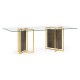 Rectangular Smoked Grey Eucalyptus & Glass Top Dining Table 84