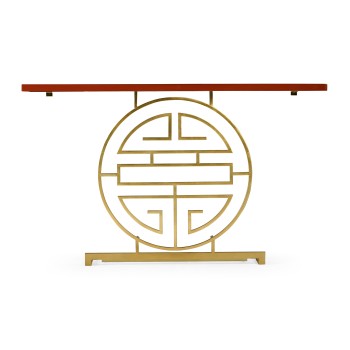 Gilded Oriental Medallion Emperor Red Console Table 