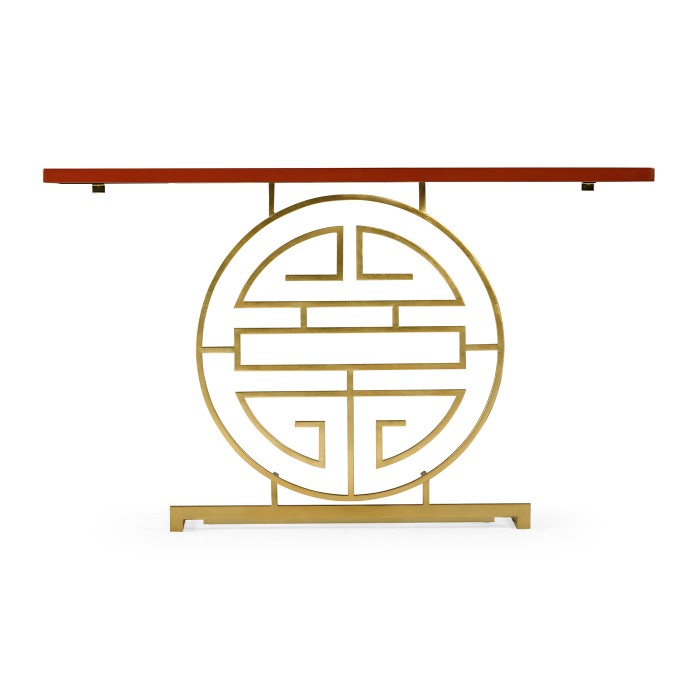 Gilded Oriental Medallion Emperor Red Console Table 