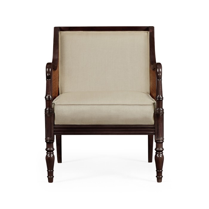 Bergere Brown Rattan Matte Sides & Back Occasional Chair