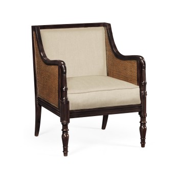 Bergere Brown Rattan Matte Sides & Back Occasional Chair