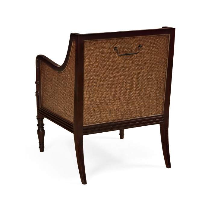 Bergere Brown Rattan Matte Sides & Back Occasional Chair