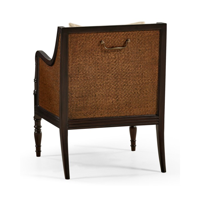 Bergere Brown Rattan Matte Sides & Back Occasional Chair
